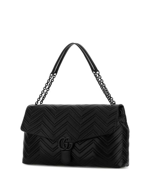 Gucci Black Leather Maxi Gg Marmont Shoulder Bag
