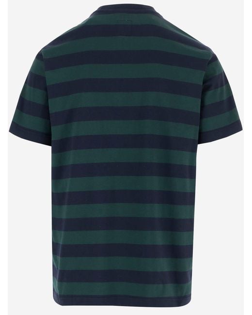 Emporio Armani Blue Striped Cotton T Shirt