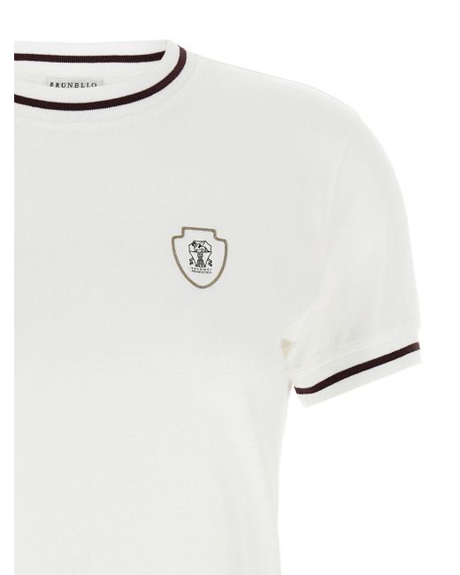 T-Shirt À Logo Imprimé Brunello Cucinelli en coloris White
