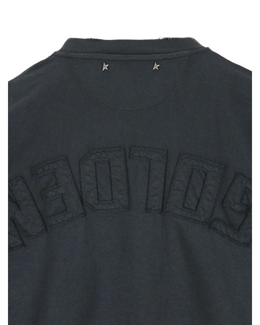 Golden Goose Deluxe Brand Blue W's Boxi T-Shirt Cotton Jersey Logo Patch