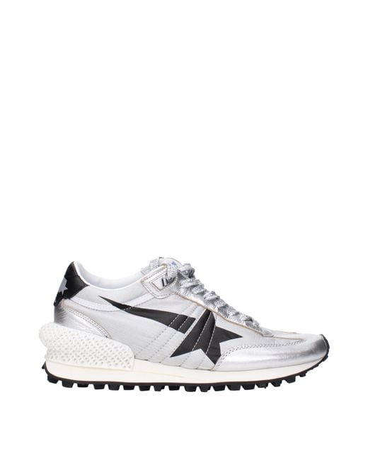 Golden Goose Deluxe Brand White Sneakers Running Donna Tessuto Argento/Nero