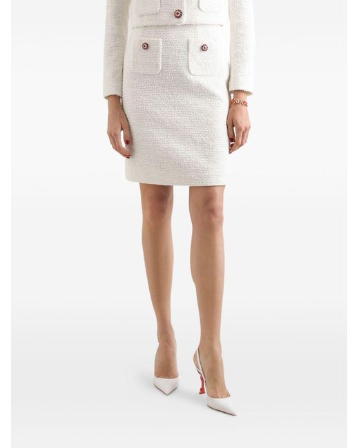 Dolce & Gabbana White Cotton Midi Skirt