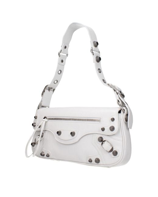 Balenciaga White Le Cagole Shoulder Bag/Optic Leather