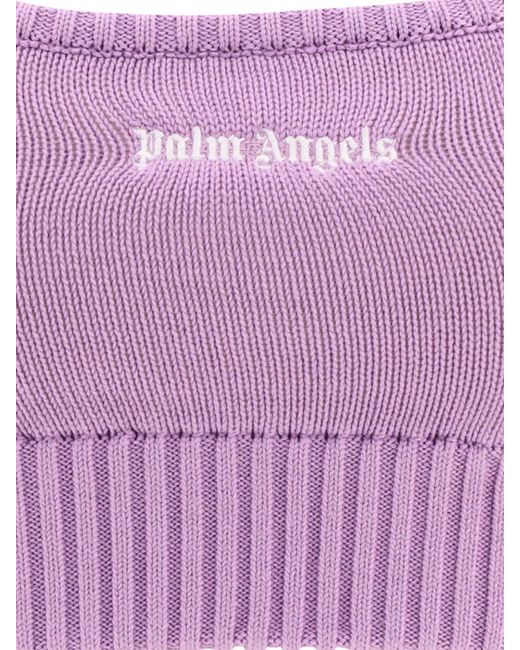 Top en tricot de "Logo classique" Palm Angels en coloris Purple