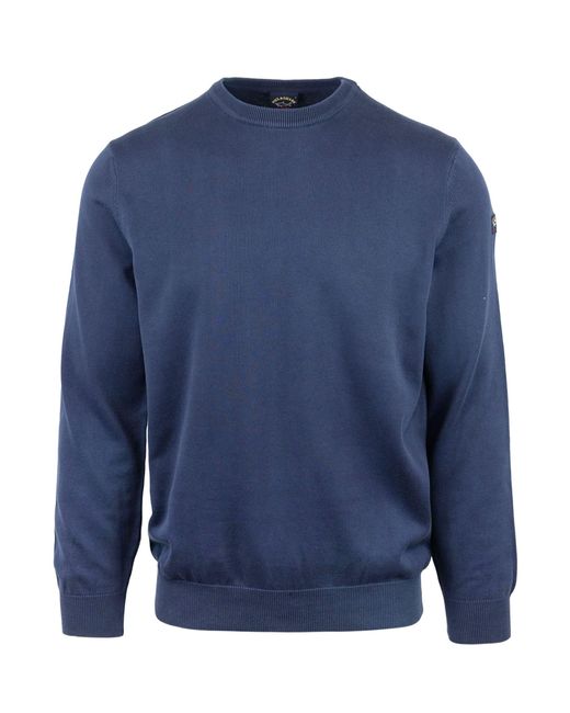 Maglia Blu Con Patch Logo Cucito di Paul & Shark in Blue