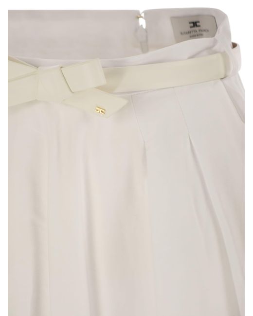 Falda de satén de con cinturón Elisabetta Franchi de color White