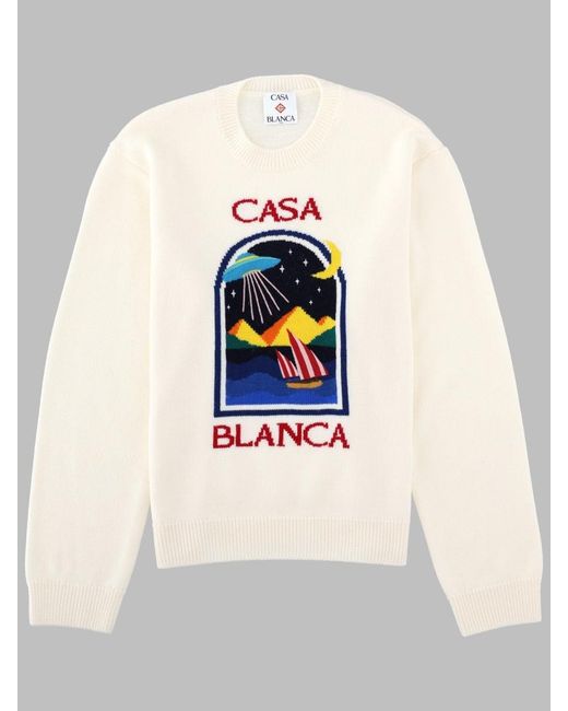 Casablanca White Pyramid Abduction Sweater for men