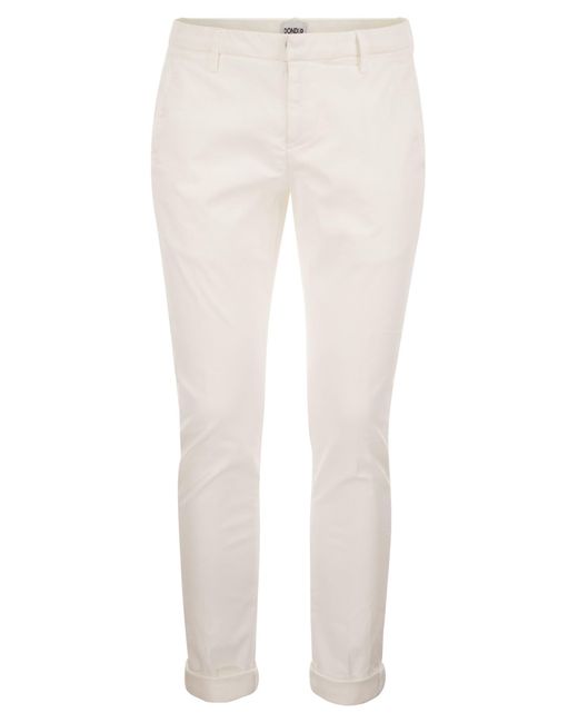 Dondup White Gaubert Slim Fit Gabardine Trousers for men