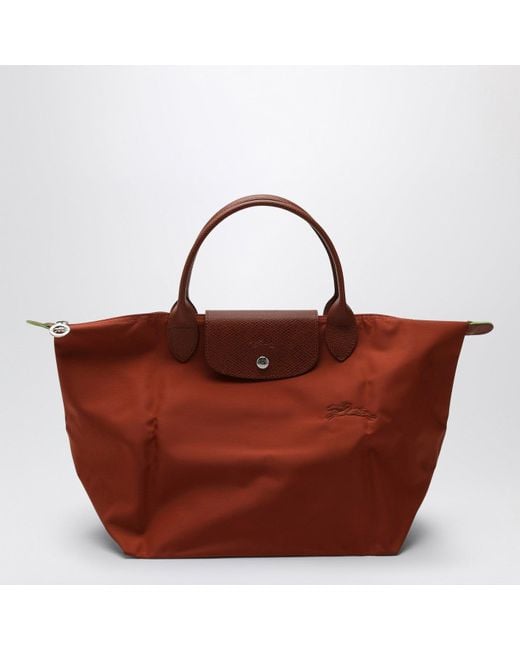 【関税&送料込】Longchamp Chestnut-Coloured M Le Pliage Red Longchamp Chestnut-Coloured M Le Pliage Bag | Lyst