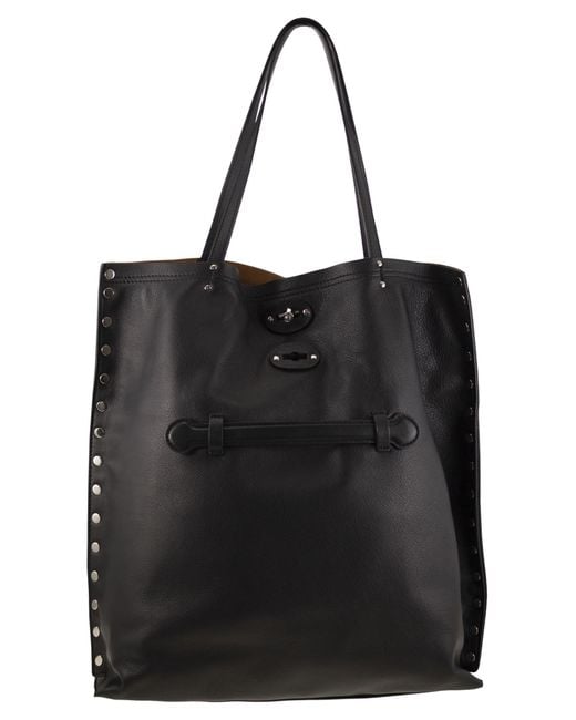 Zanellato Black Eine Spasso -Lederhandtasche M
