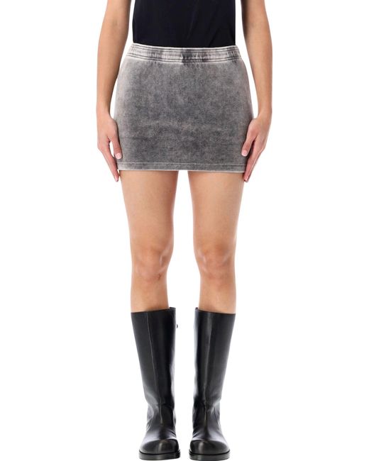 T By Alexander Wang Gray Washed Mid-Rise Mini Skort With Embossed Logo