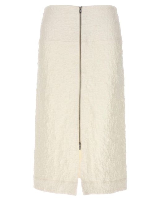 Jil Sander Natural Textured Cotton Skirt With Front Zip Closure