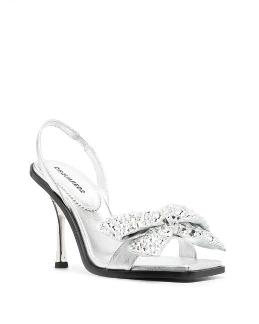 DSquared² White Rhinestone Details Heel Sandals for men