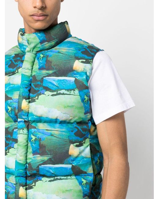 Chaleco acolchado con estampado ERL de hombre de color Blue