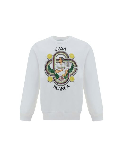 Casablancabrand White Cotton Logo Sweatshirt