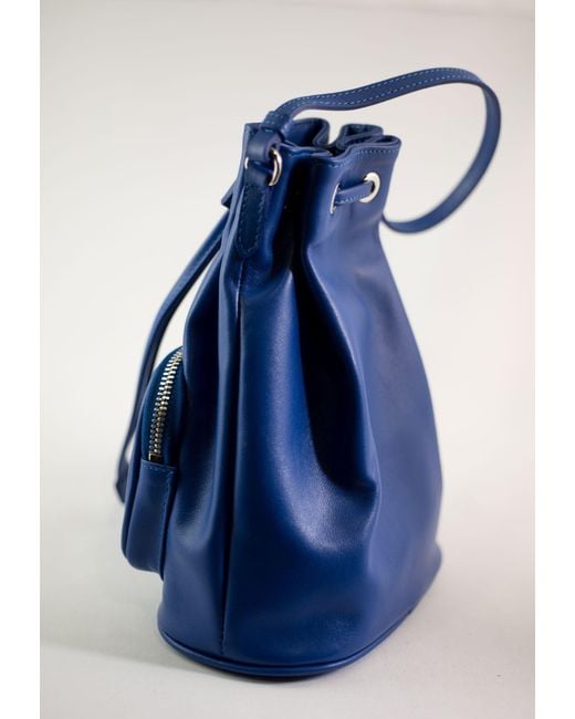 LA ROSE Blue Leather Satchel Bag