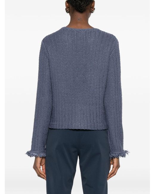 Emporio Armani Blue Cotton Blend Blazer Jacket