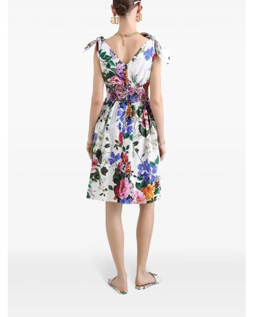 Dolce & Gabbana White 'Bouquet' Kleid