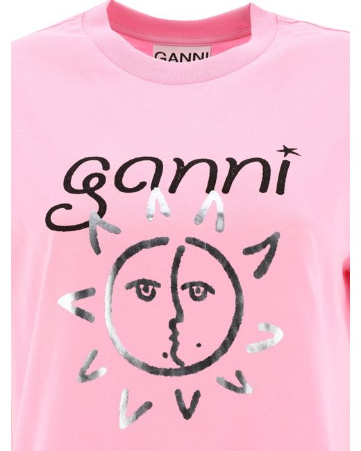 Ganni T -shirt in het Pink