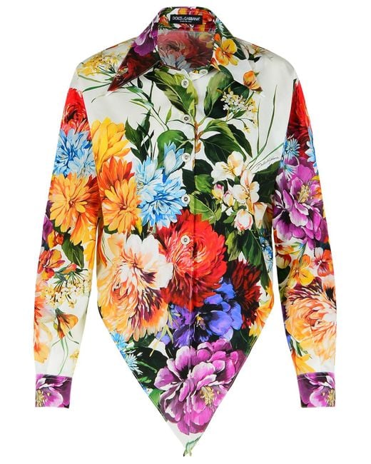 Dolce & Gabbana Multicolor Floral Crop Shirt