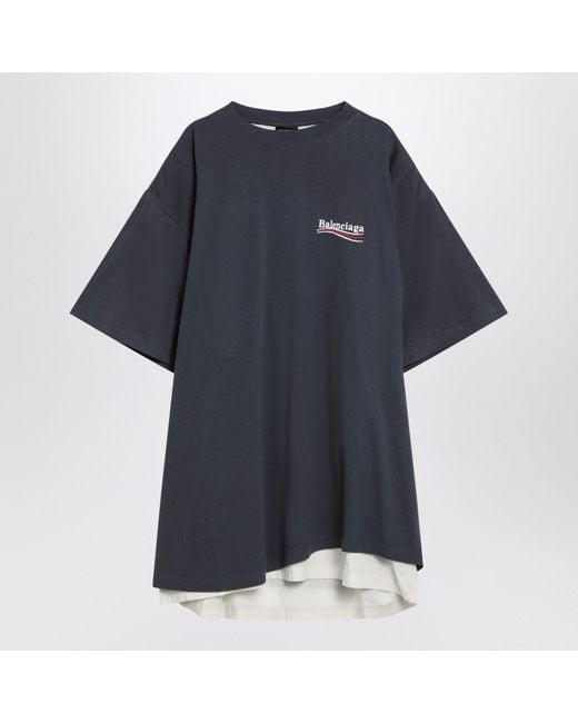 Balenciaga Blue Double T-Shirt Political Campaign for men