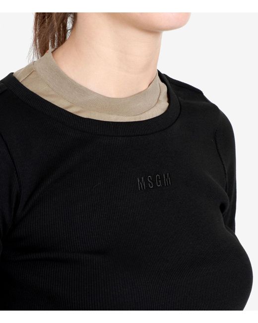 MSGM Black T Shirts And Polos