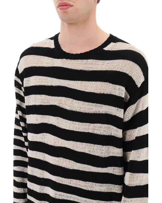 Yohji Yamamoto Black Striped Pure Cotton Sweater