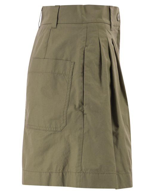 Weekend by Maxmara Green Wkdarmonia – Cotton Shorts With Front Pleats