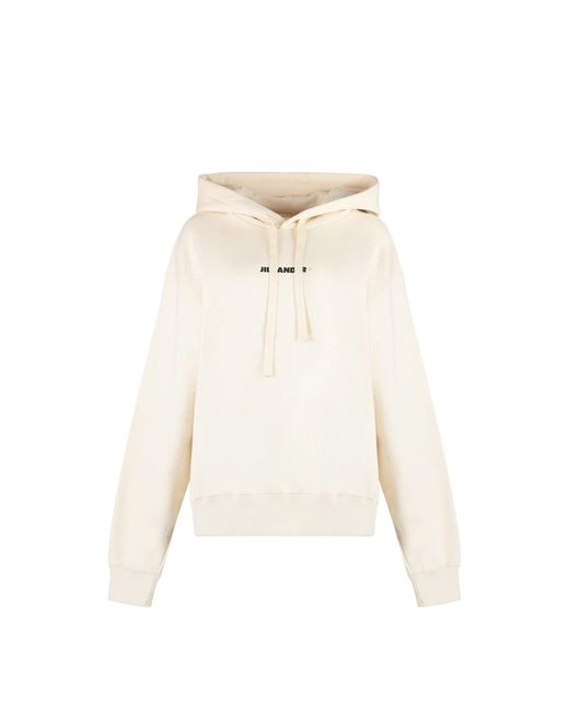 Jil Sander White Cotton Hooded Sweatshirt