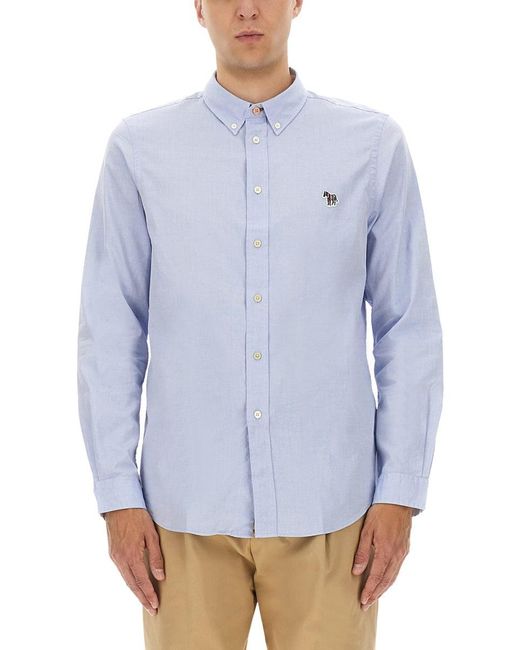 Paul Smith Blue Tailored Fit Shirt With Classic Collar for men