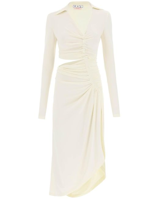 Off-White c/o Virgil Abloh White Aus weißes asymmetrischem Jersey -Kleid ausgestattet