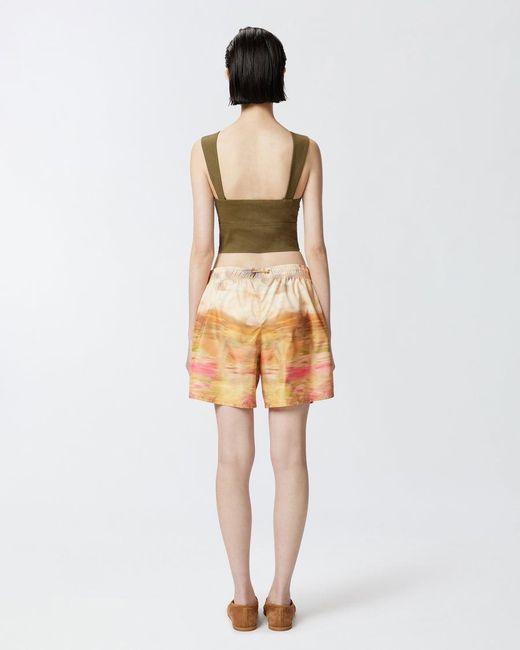 Pinko Green Cropped Linen Blend Top