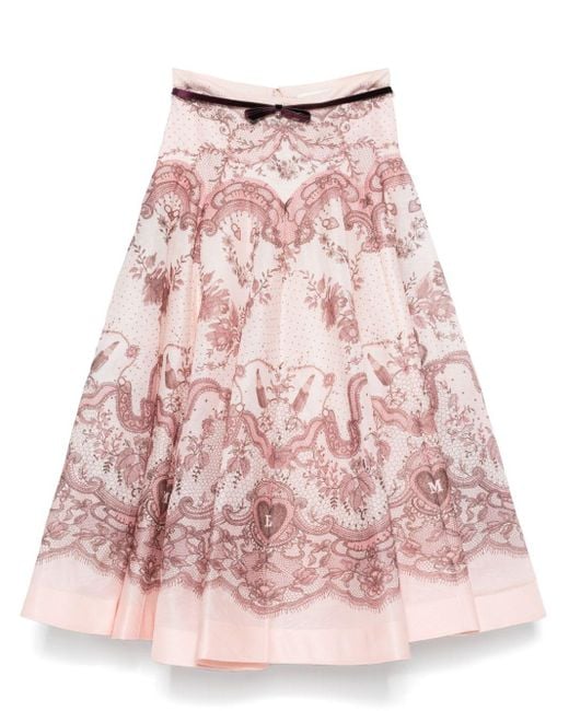 Zimmermann Pink Crush Flared Midi Skirt