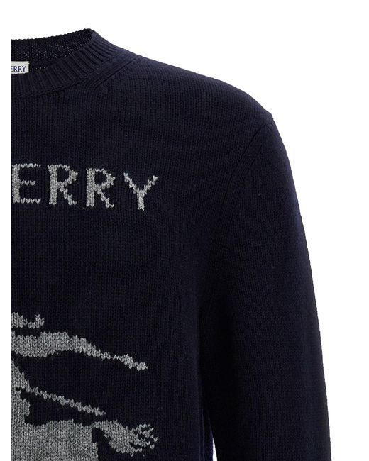 Burberry Blue Logo Intarsia Sweater for men