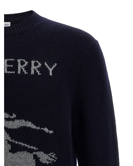 Burberry Logo Intarsia Sweater in Blue für Herren
