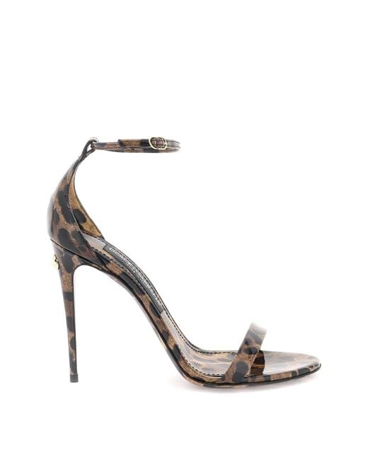 Sandales en cuir brillant à imprimé léopard Dolce & Gabbana en coloris Brown
