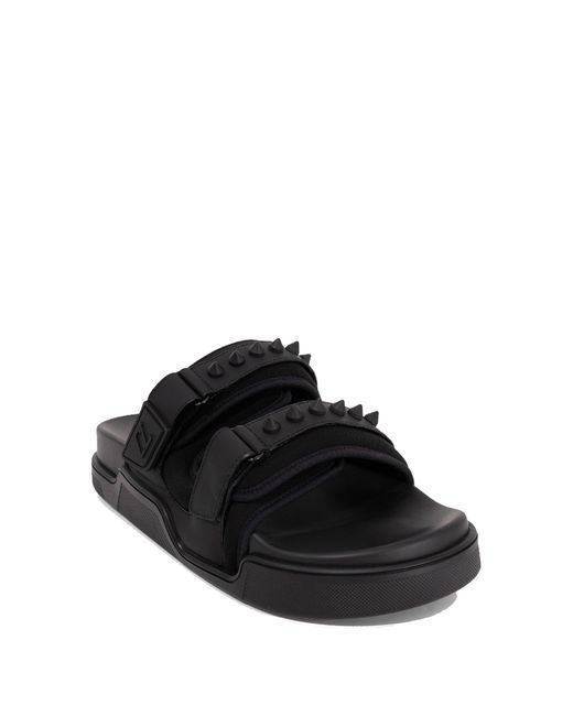 Christian Louboutin Black Leather Velcro Sandals for men