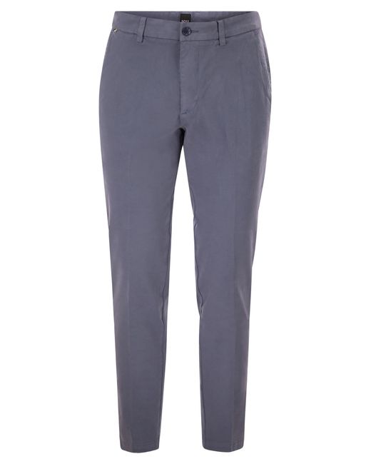 Boss Blue Slim Fit Stretch Cotton Chino Trousers for men