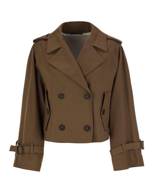Week-end Max Mara Opossum Drip Proof Gabardine Short Trench Coat Weekend by Maxmara en coloris Brown