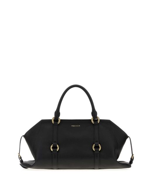 McQueen Black Leather Medium Farringdon Handbag