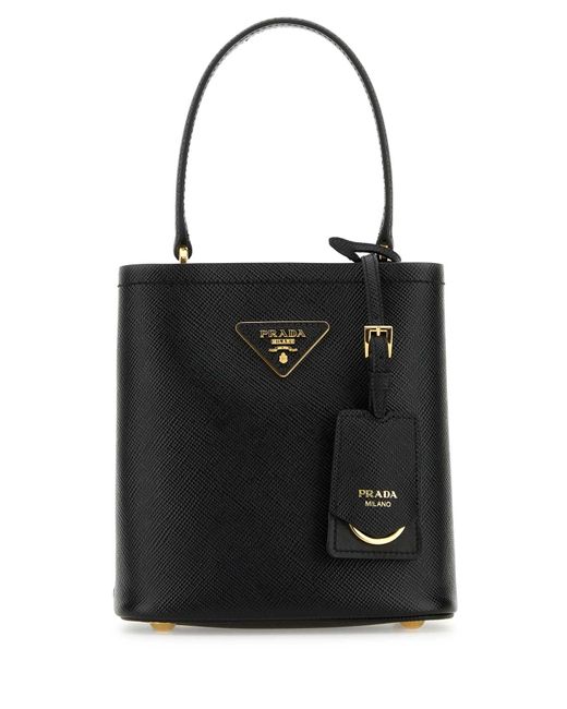 Prada Black Leather Small Panier Handbag