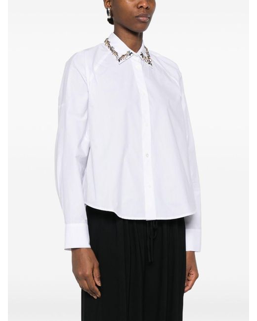 ERMANNO FIRENZE White Embroidered Cotton Shirt