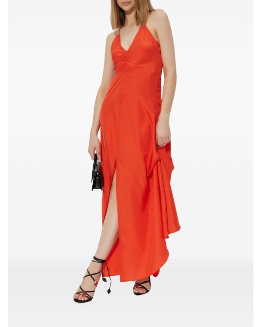 Robe En Satin À Coupe Longue Forte Forte en coloris Red
