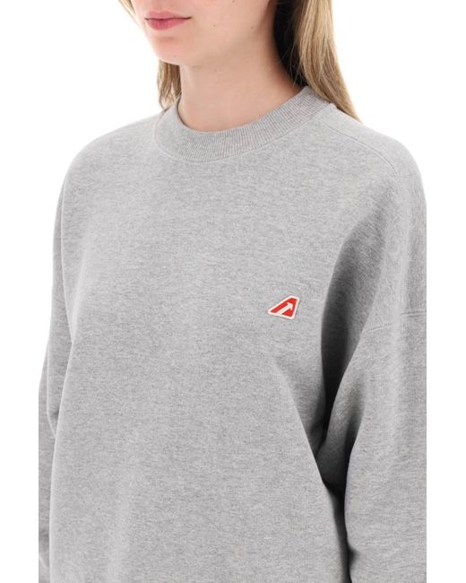 Crew Neck Sweatshirt mit Logo -Patch Autry de color Gray