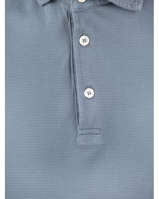 Polo en coton à manches longues Fedeli pour homme en coloris Blue