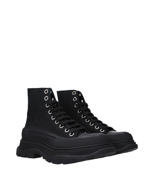 Alexander McQueen Black Sneakers Tread Slick Uomo Tessuto Nero for men