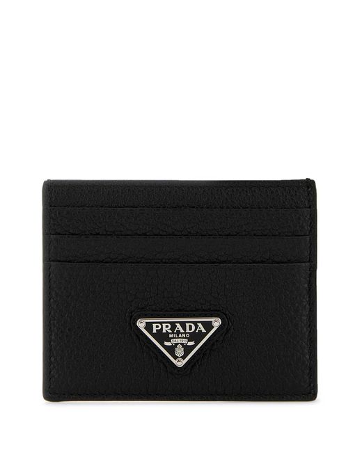 Prada Black Leather Card Holder for men