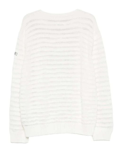 MM6 by Maison Margiela White Crewneck Sweater for men