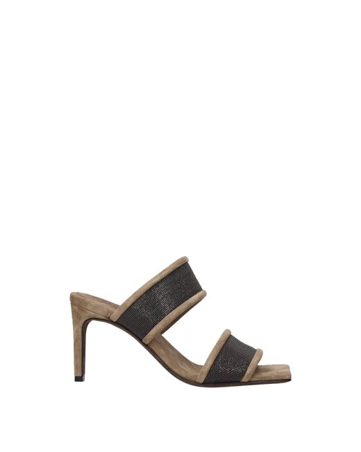 Brunello Cucinelli Metallic Sandals Suede