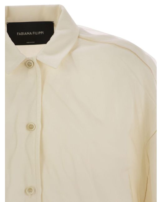 Camisa de lino con cordón Fabiana Filippi de color Natural